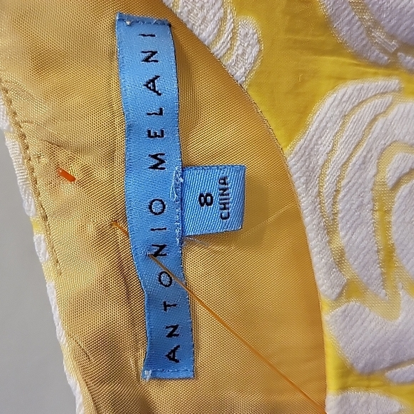 Antonio melani lemon yellow rose print dress. size 8 - Picture 10 of 10